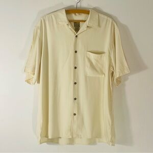 Jos. A. Bank 100% Silk Men’s Button Down Yellow/Tan Short Sleeve Shirt Size M